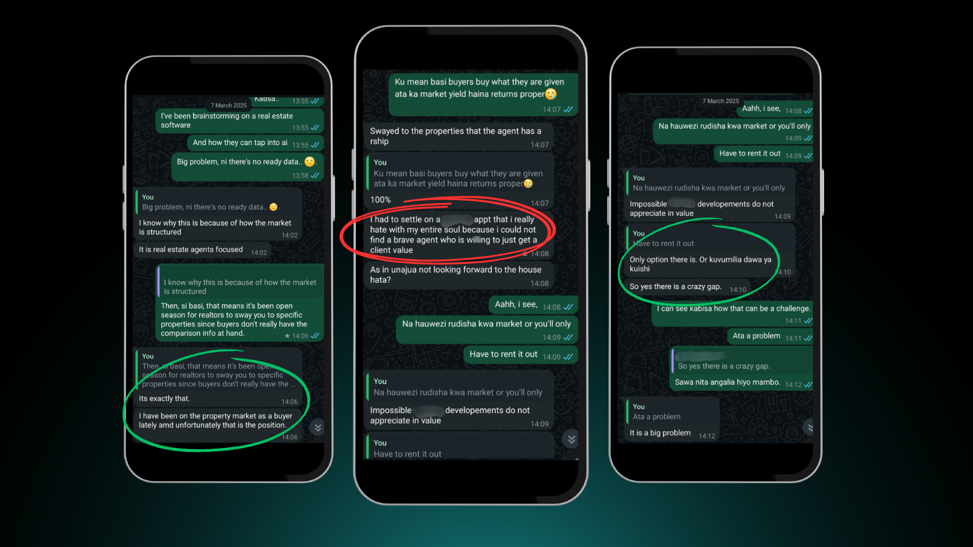 WhatsApp conversation about real estate